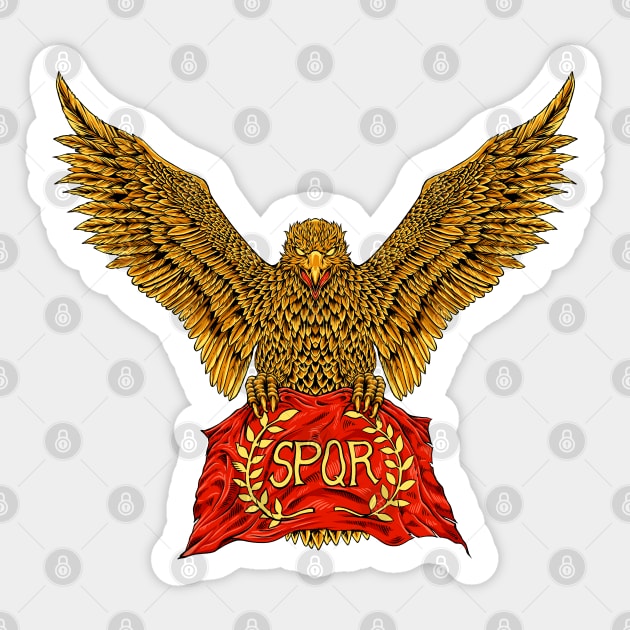 Roman legion eagle with flag - SPQR Sticker by Modern Medieval Design